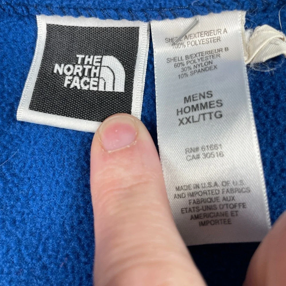The North Face Fleece Pullover Mens XXL Blue Black 1/4 Zip TKA 100 Hiking Active